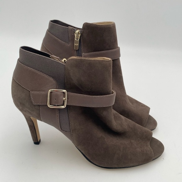 Marc Fisher taupe Peep-Toe Heeled Boots women 8.5 event Casual retro Y2K office - Picture 3 of 15